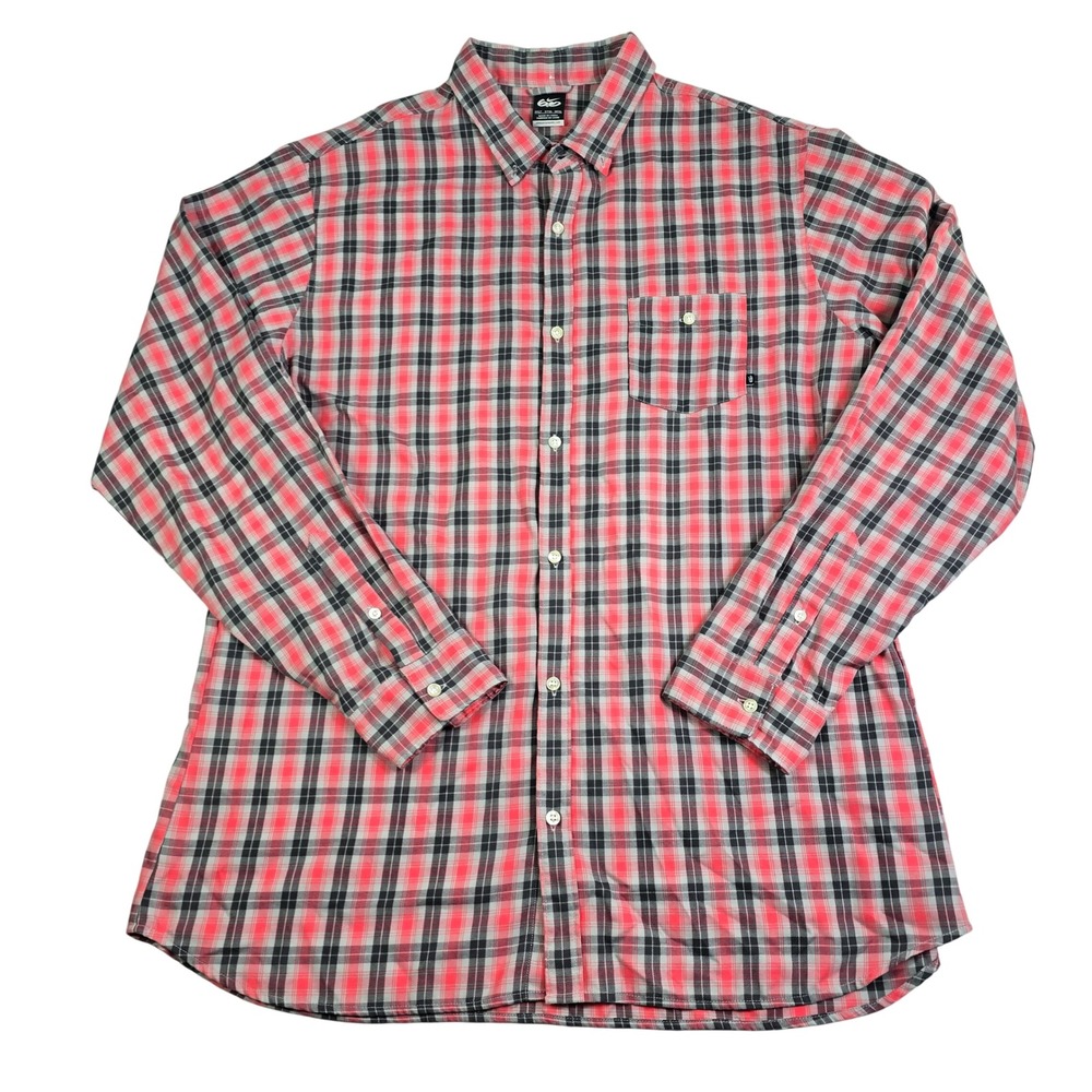 Nike 6.0 Plaid Button Down Shirt Men 3XLT Red Long Sleeve BMX Surf Wake Moto Ski